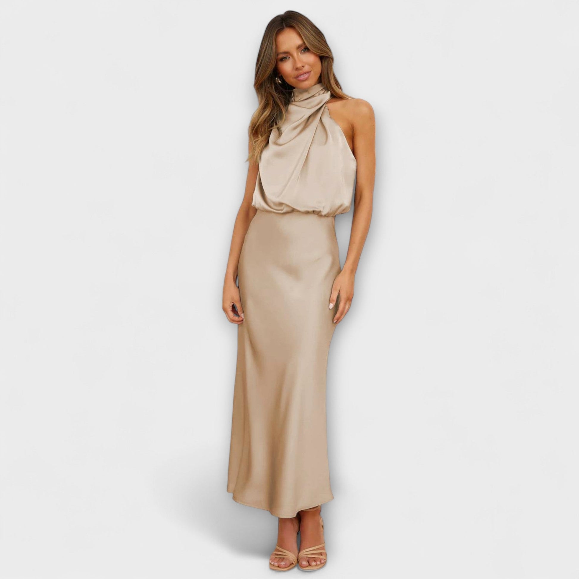 Robe Maxi Elegante de Espalda Descubierta en Amarillo Estival