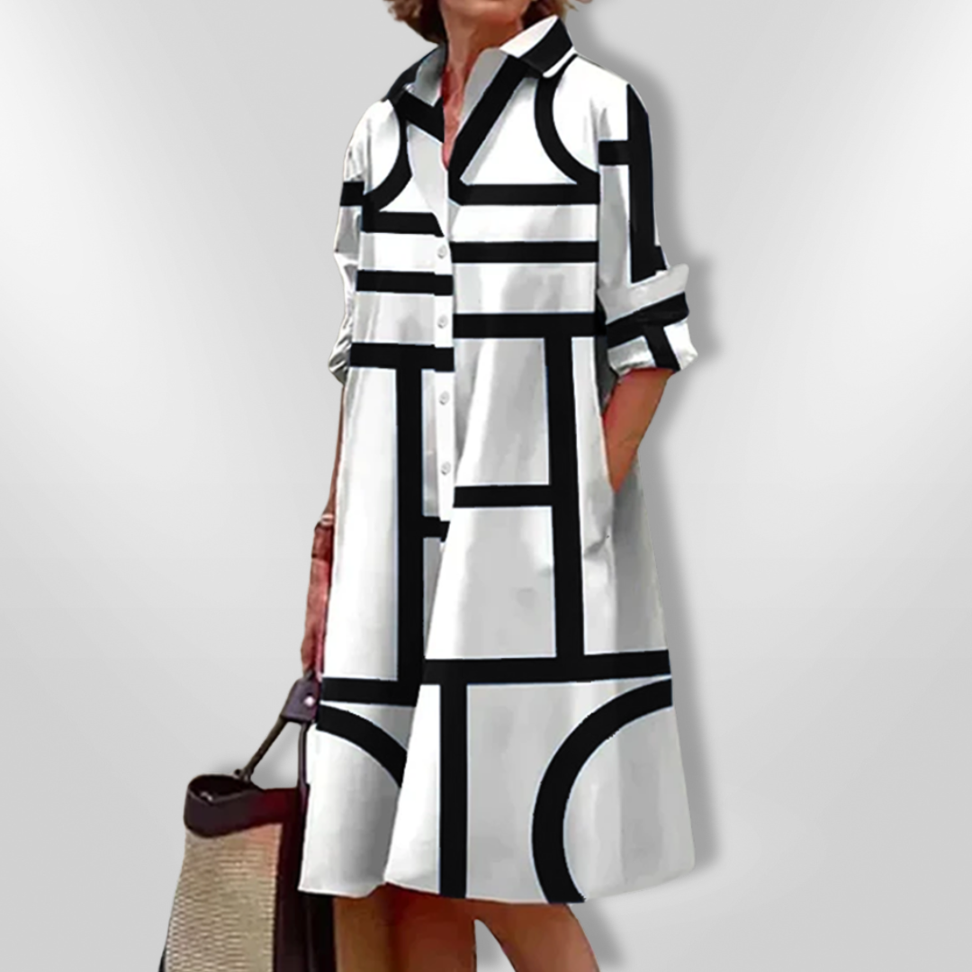 Vestido de Largo Medio con Patrón Geométrico