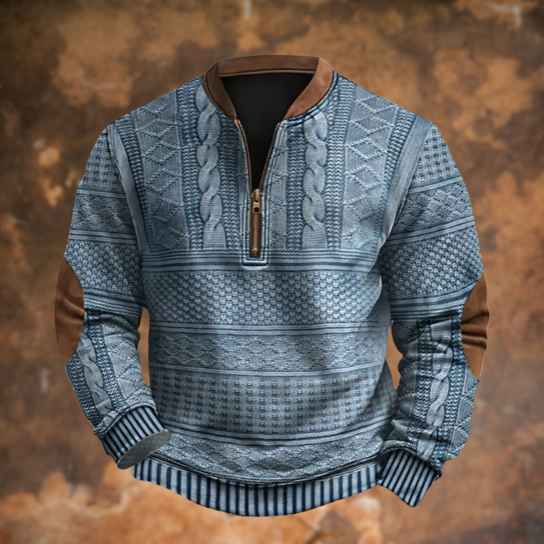 FORD – SUÉTER PULLOVER DE MEDIA CREMALLERA TEXTURADO
