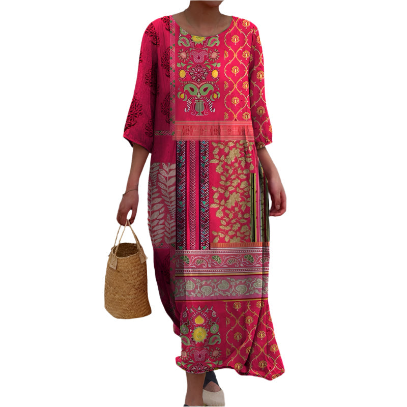 Vestido Aireoso con Patrones Étnicos