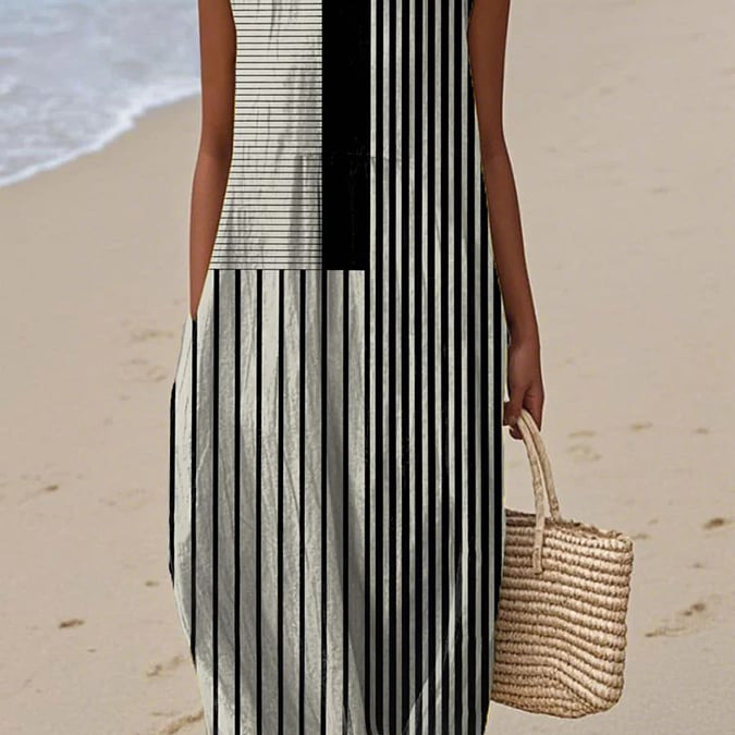 Pilar | Vestido Midi Geométrico Monocromático