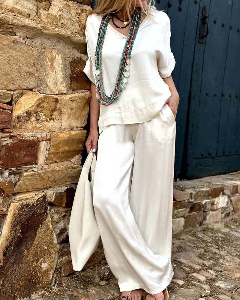 Alessia - Conjunto Casual de Satén Elegante