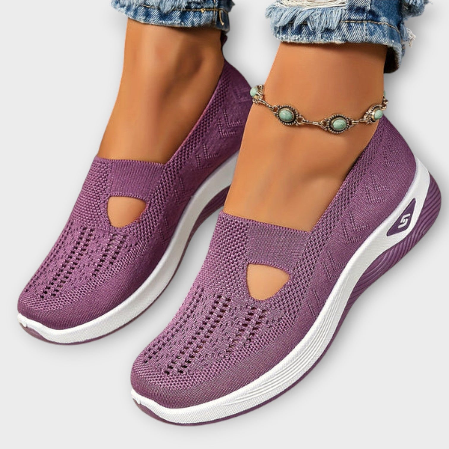 Zapatos de caminar de punto cómodos y sin cordones