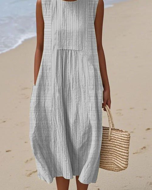 Parisina | Vestido Midi Rayas Negro y Blanco