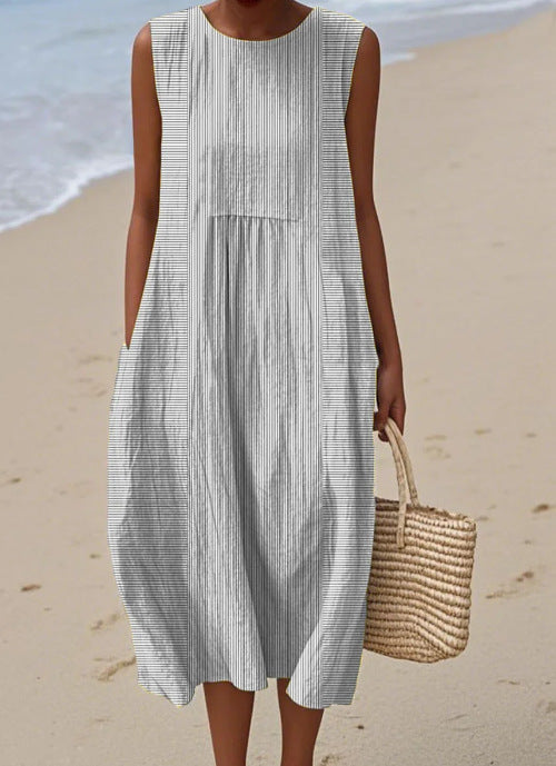 Parisina | Vestido Midi Rayas Negro y Blanco