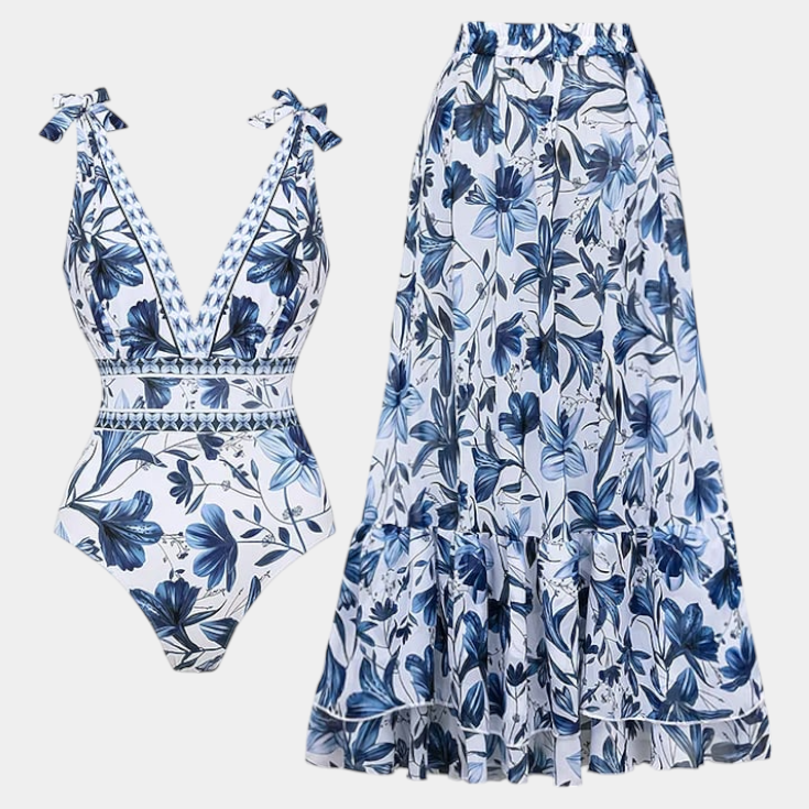 Ahria | Conjunto de Traje de Baño de Una Pieza Floral