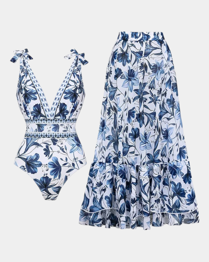 Ahria | Conjunto de Traje de Baño de Una Pieza Floral