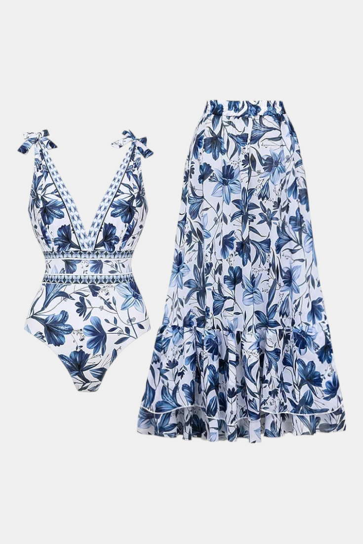 Ahria | Conjunto de Traje de Baño de Una Pieza Floral
