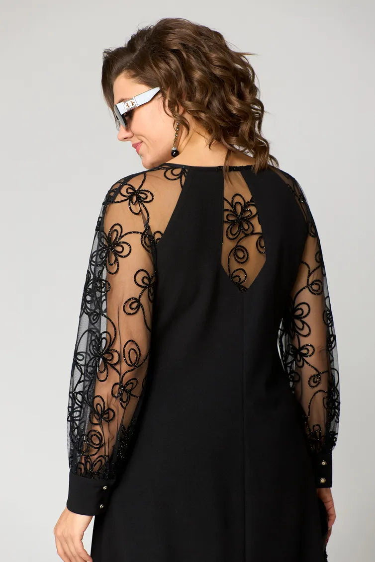 Elara - Vestido con Mangas de Encaje