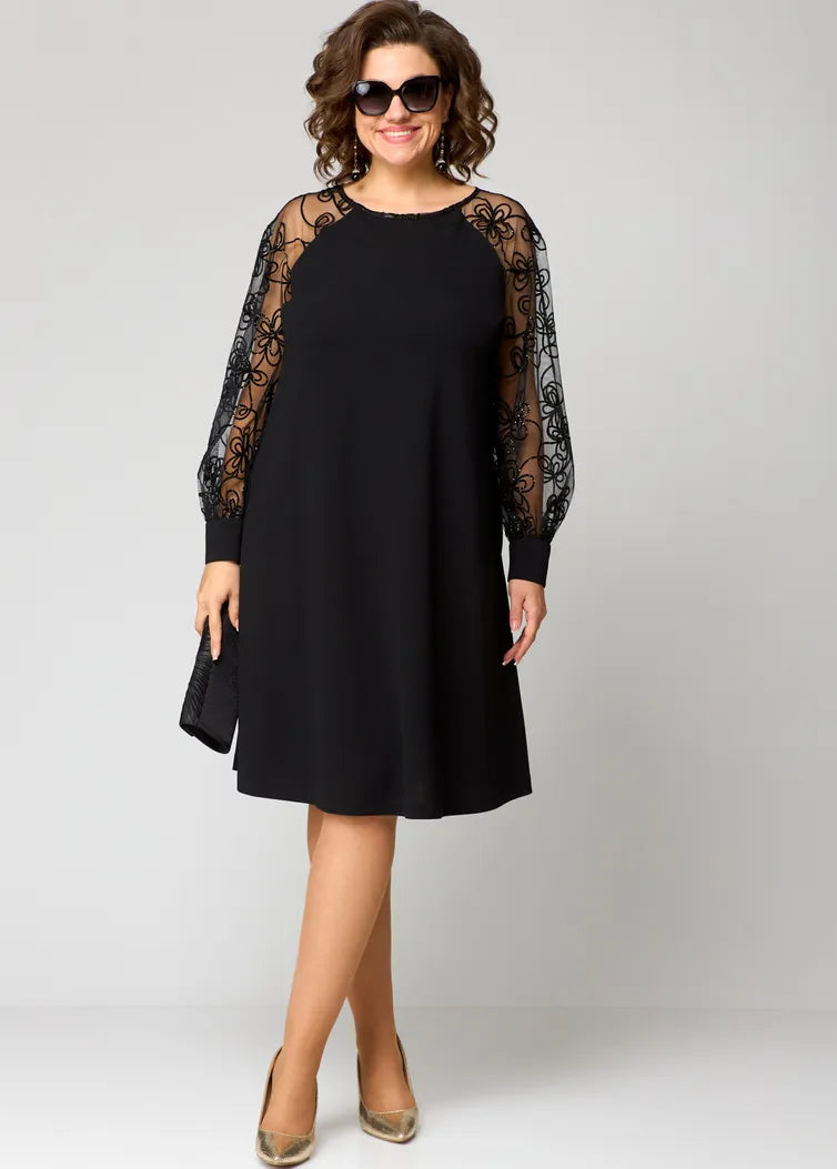Elara - Vestido con Mangas de Encaje