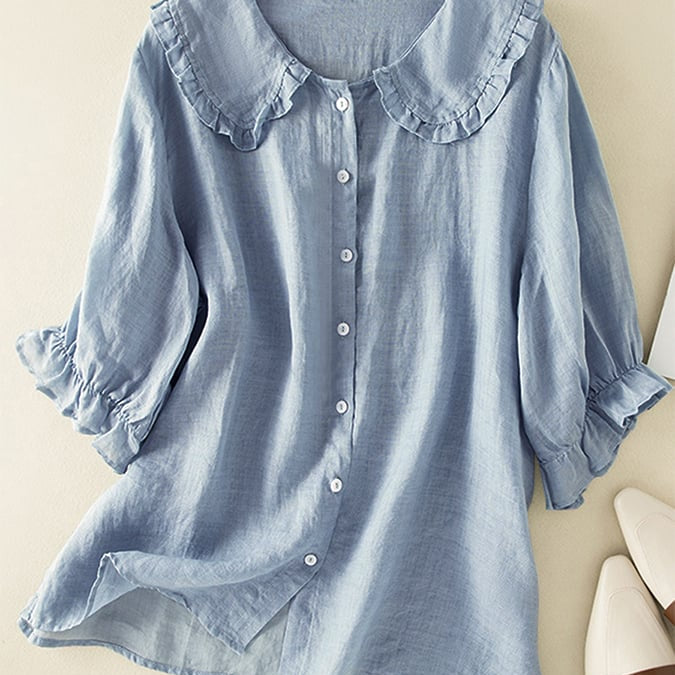Zorelle | Blusa para mujer con cuello con volantes y manga tres cuartos