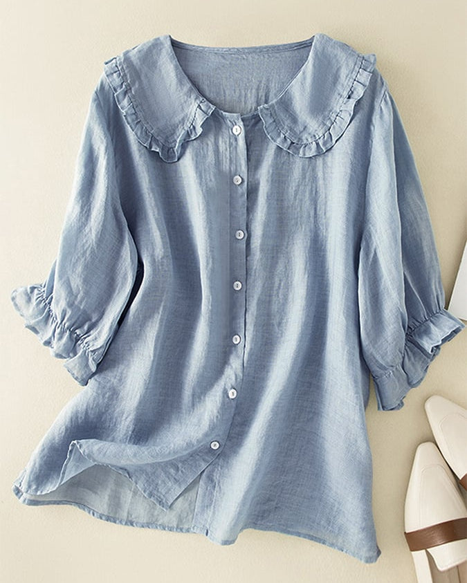 Zorelle | Blusa para mujer con cuello con volantes y manga tres cuartos