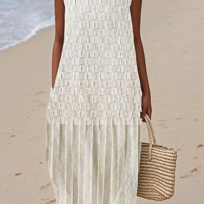Perle | Vestido Midi Relieve Blanco