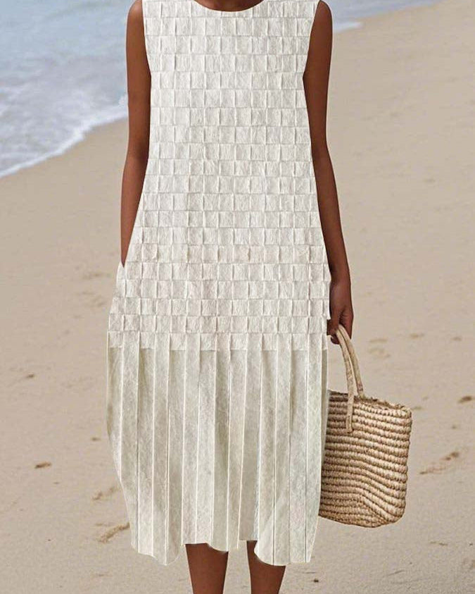 Perle | Vestido Midi Relieve Blanco