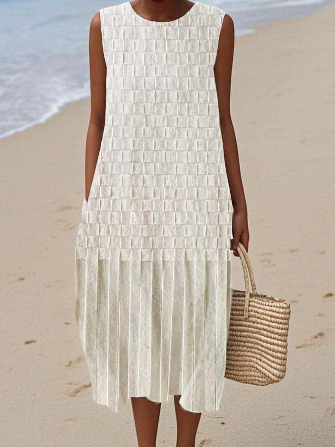 Perle | Vestido Midi Relieve Blanco