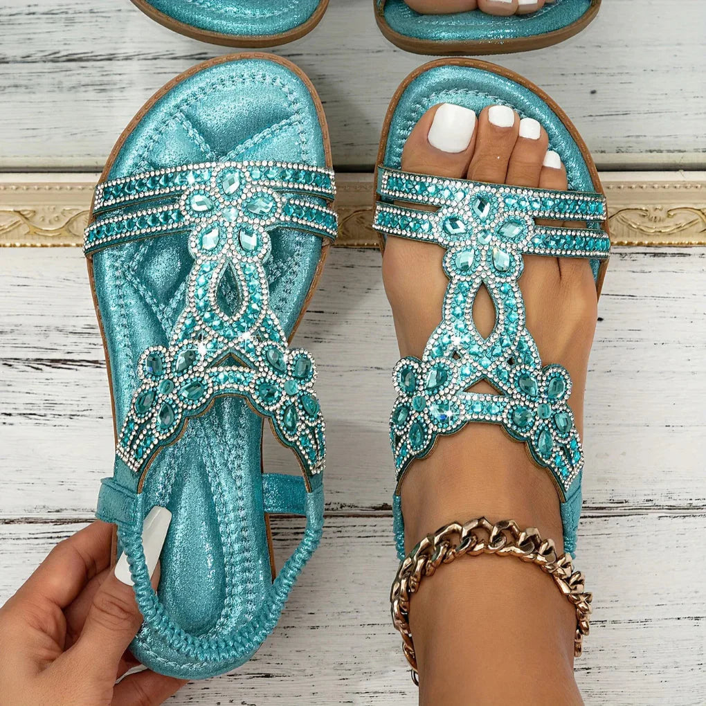 Adriana | Sandalias planas de mujer con diseño floral para primavera