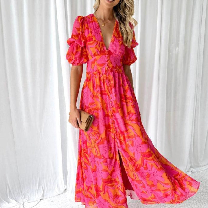 Lavinia | Vestido Maxi de Estampado Floral Elegante