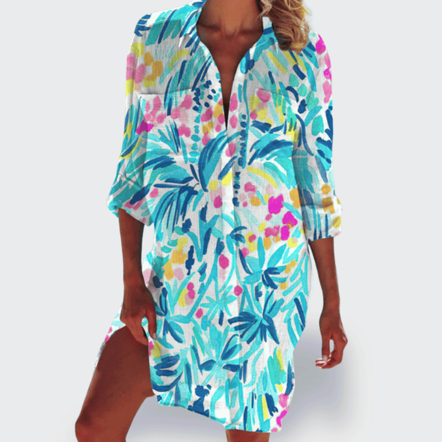 Tessa – Camisa de Impresión Veraniega Vibrante