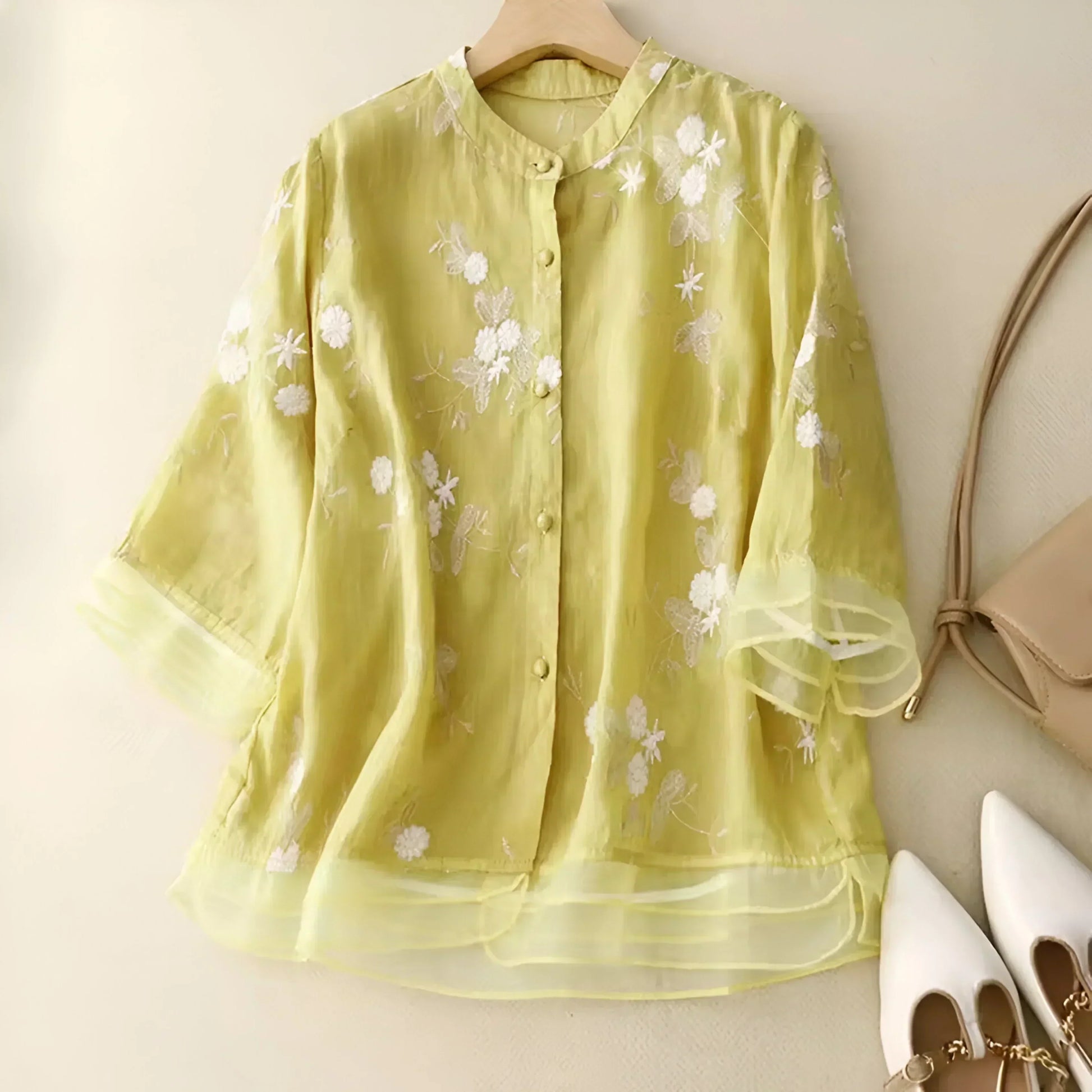 Peyton - Top de Algodón con Flores Bordadas