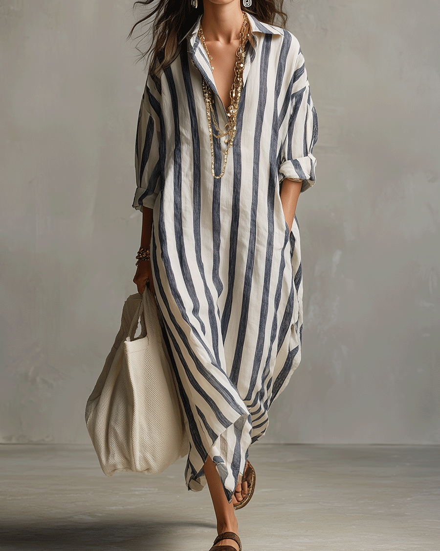 Arden | Vestido Maxi Bohemio a Rayas
