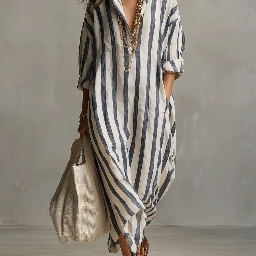 Arden | Vestido Maxi Bohemio a Rayas