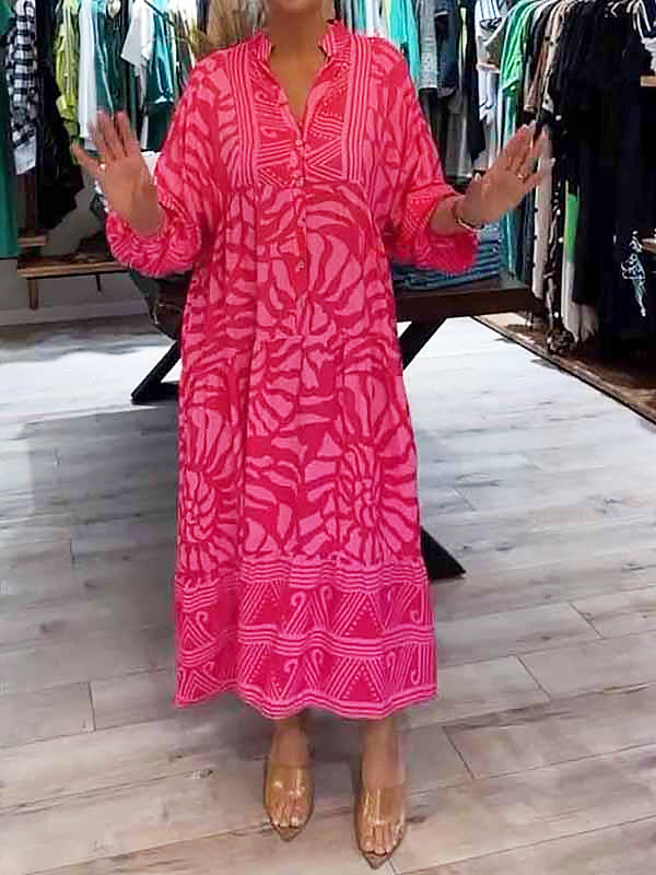 HAZEL - VESTIDO CON PATRÓN Y ESCOTE EN V