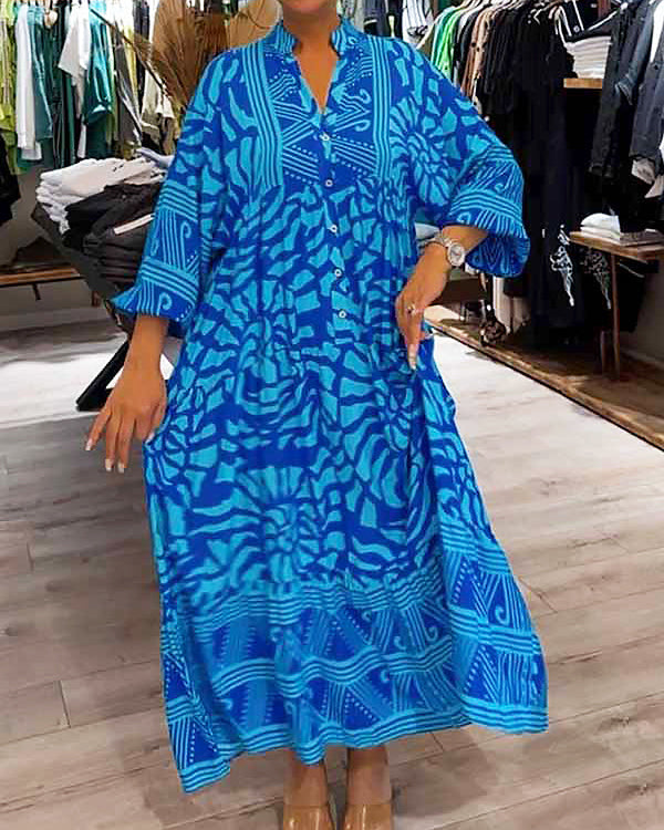 HAZEL - VESTIDO CON PATRÓN Y ESCOTE EN V