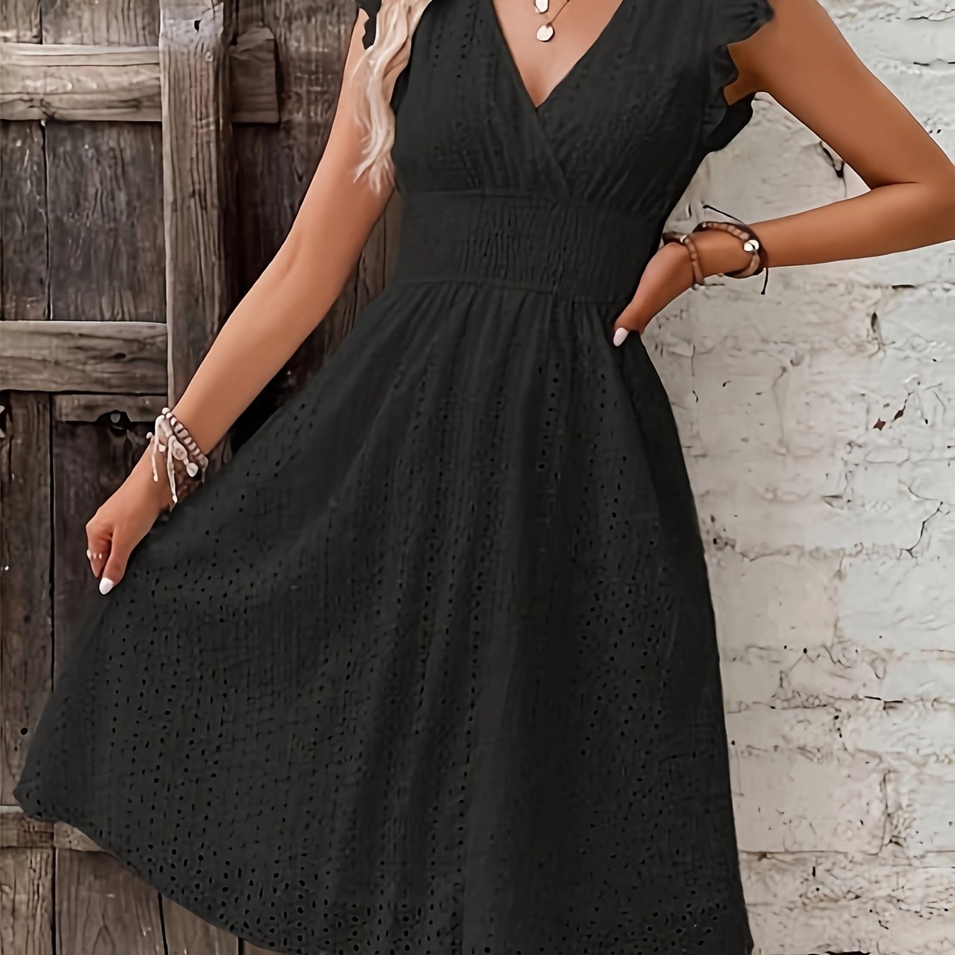 Vestido de Verano con Corte Acampanado y Escote en V para Mujeres