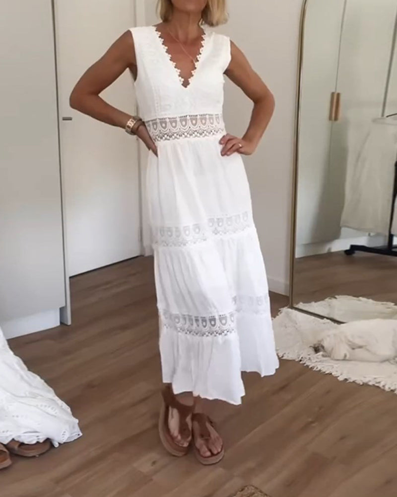 LOÏSE - VESTIDO CON ESCOTE EN V Y ENCAJE