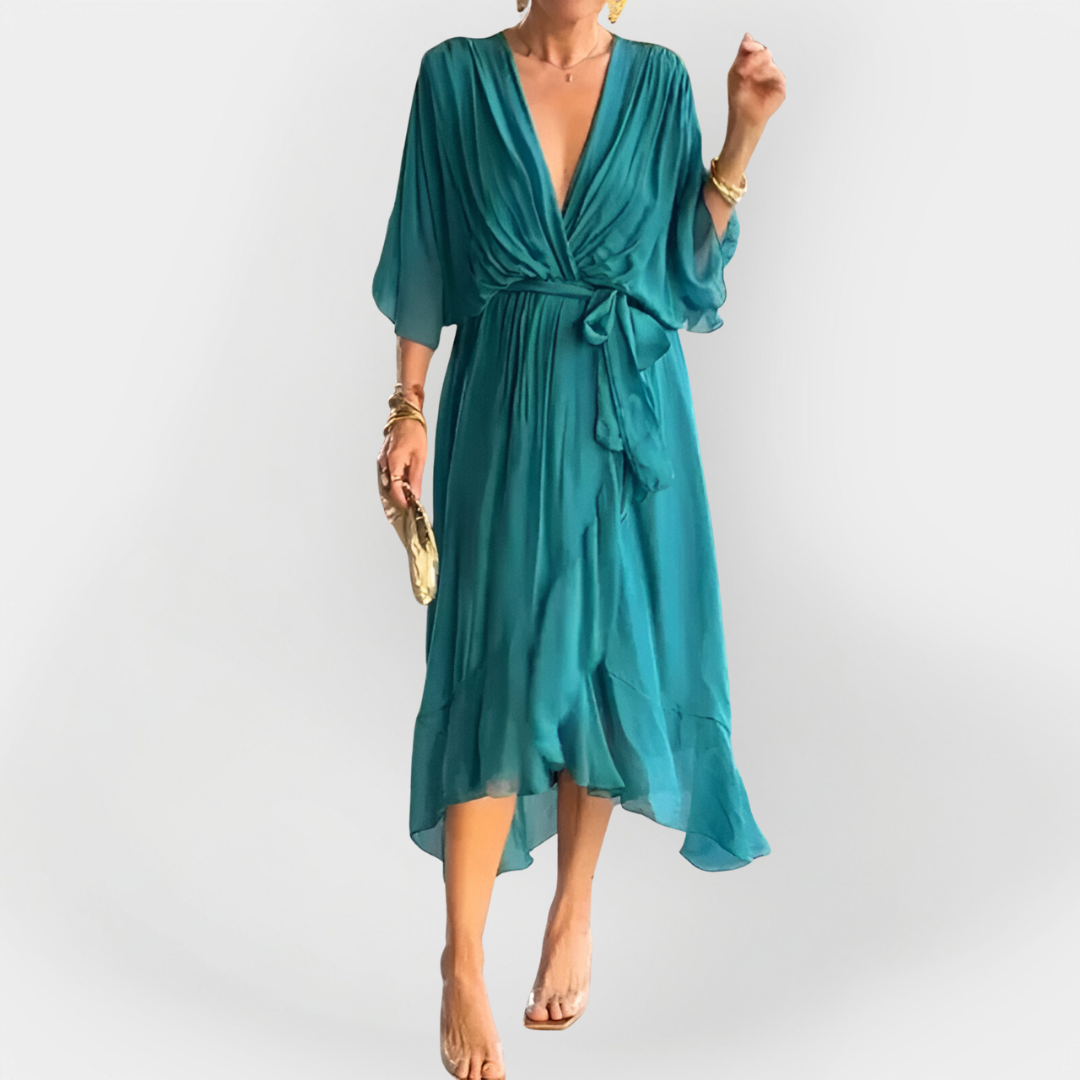 Vestido de Chiffon con Escote en V