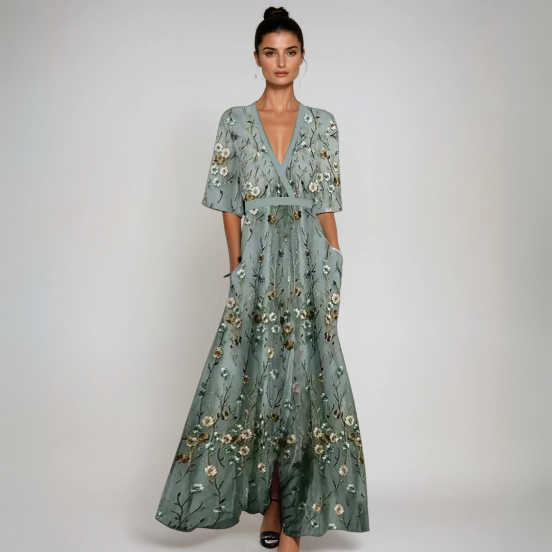 Jamie | ¡Vestido Maxi Elegante con Patrón Floral!
