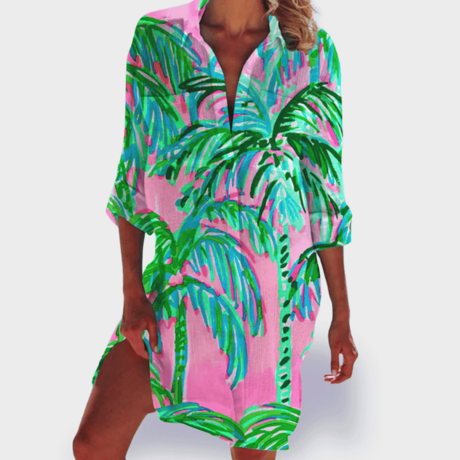 Tessa – Camisa de Impresión Veraniega Vibrante