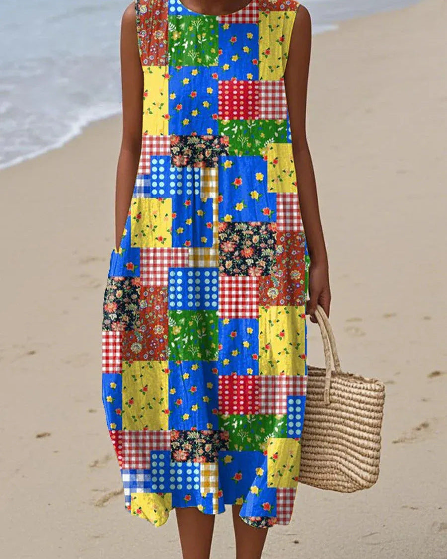 Tessa | Vestido Midi Mosaico Floral