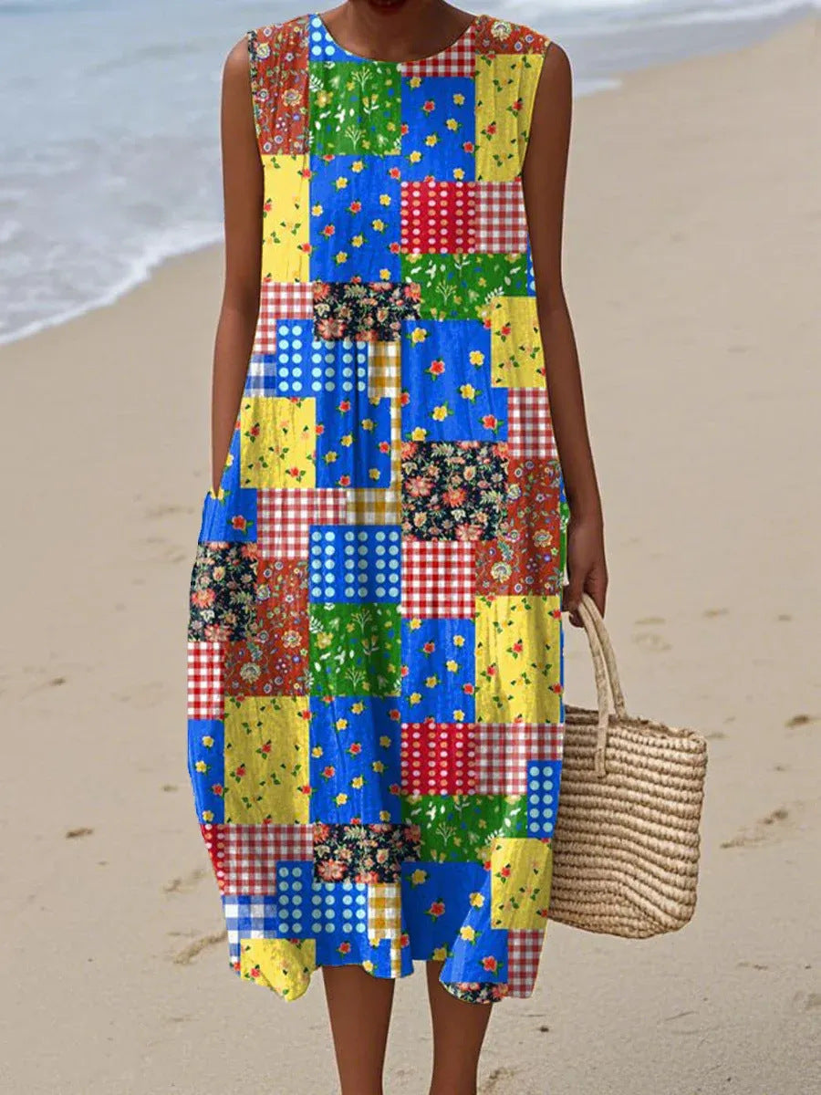 Tessa | Vestido Midi Mosaico Floral
