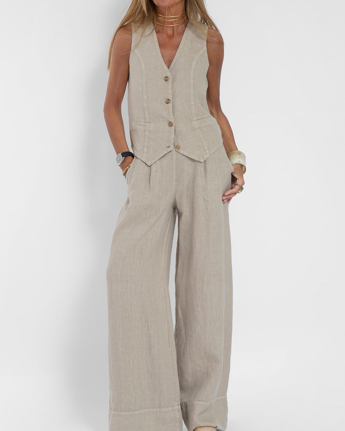 Ella | Conjunto de Chaleco y Pantalones Amplios (Stock Limitado)