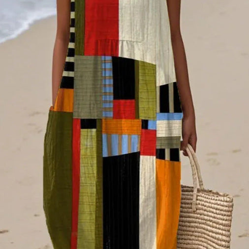 Mondrian | Vestido Midi Bloques Abstractos