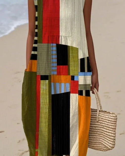 Mondrian | Vestido Midi Bloques Abstractos