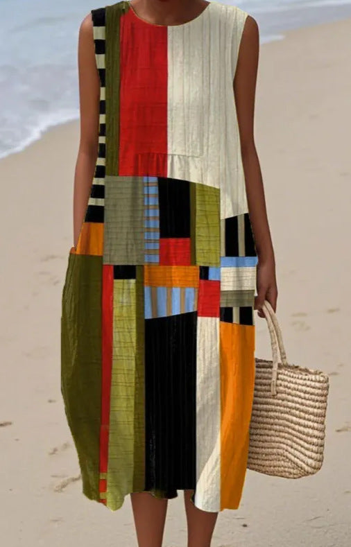 Mondrian | Vestido Midi Bloques Abstractos
