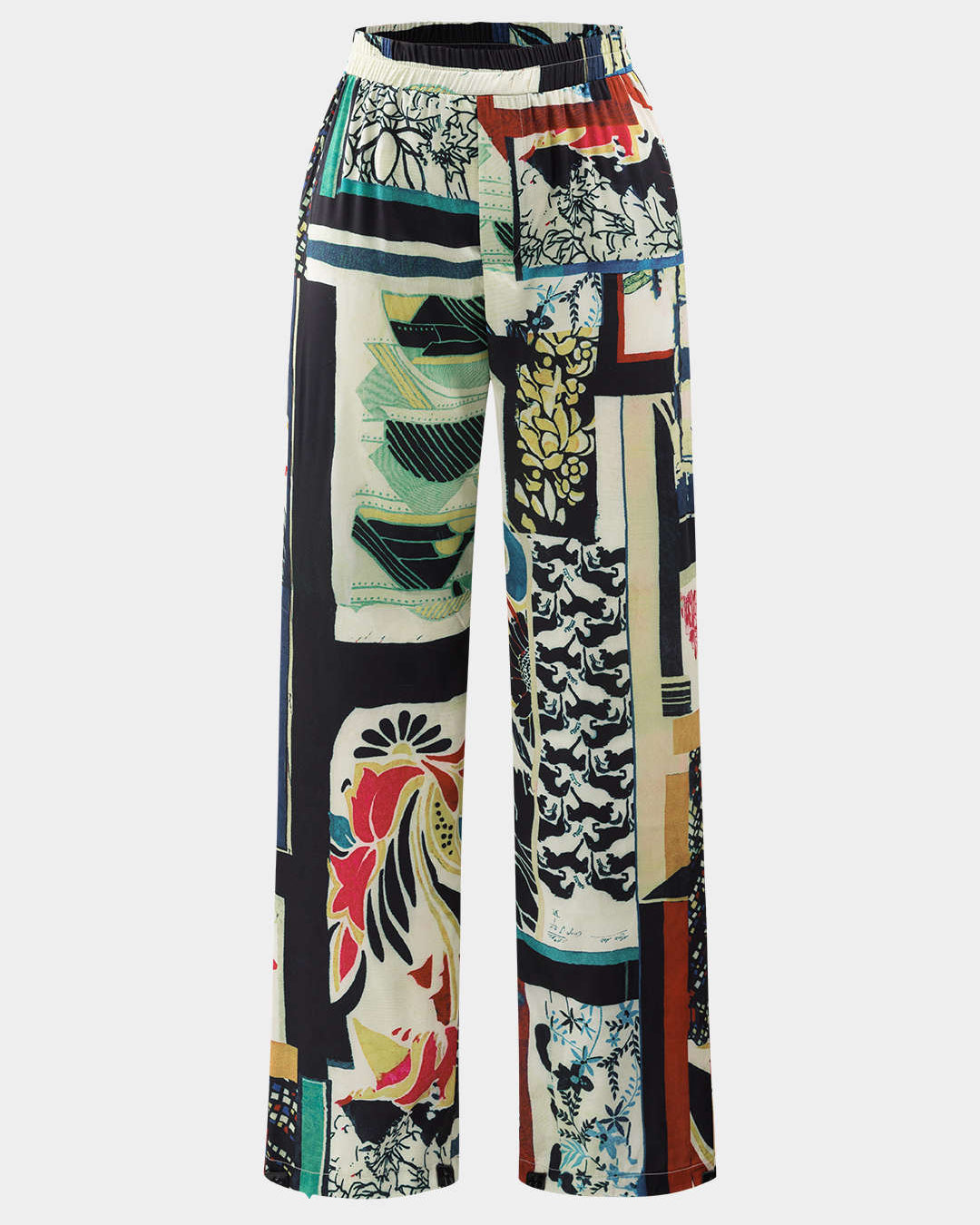 Arce | Pantalones Rectos de Cintura Alta con Estampado Floral