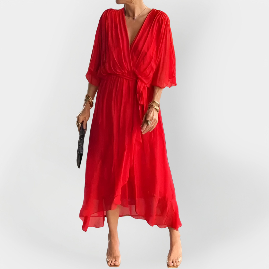 Vestido de Chiffon con Escote en V