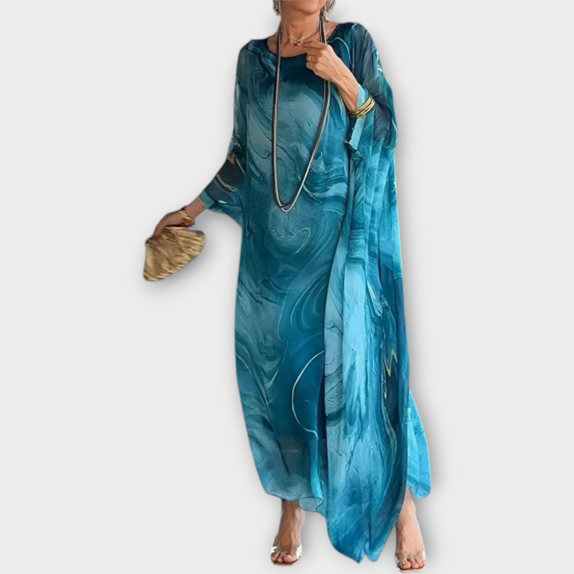 Maxi Kaftán con Textura Transparente