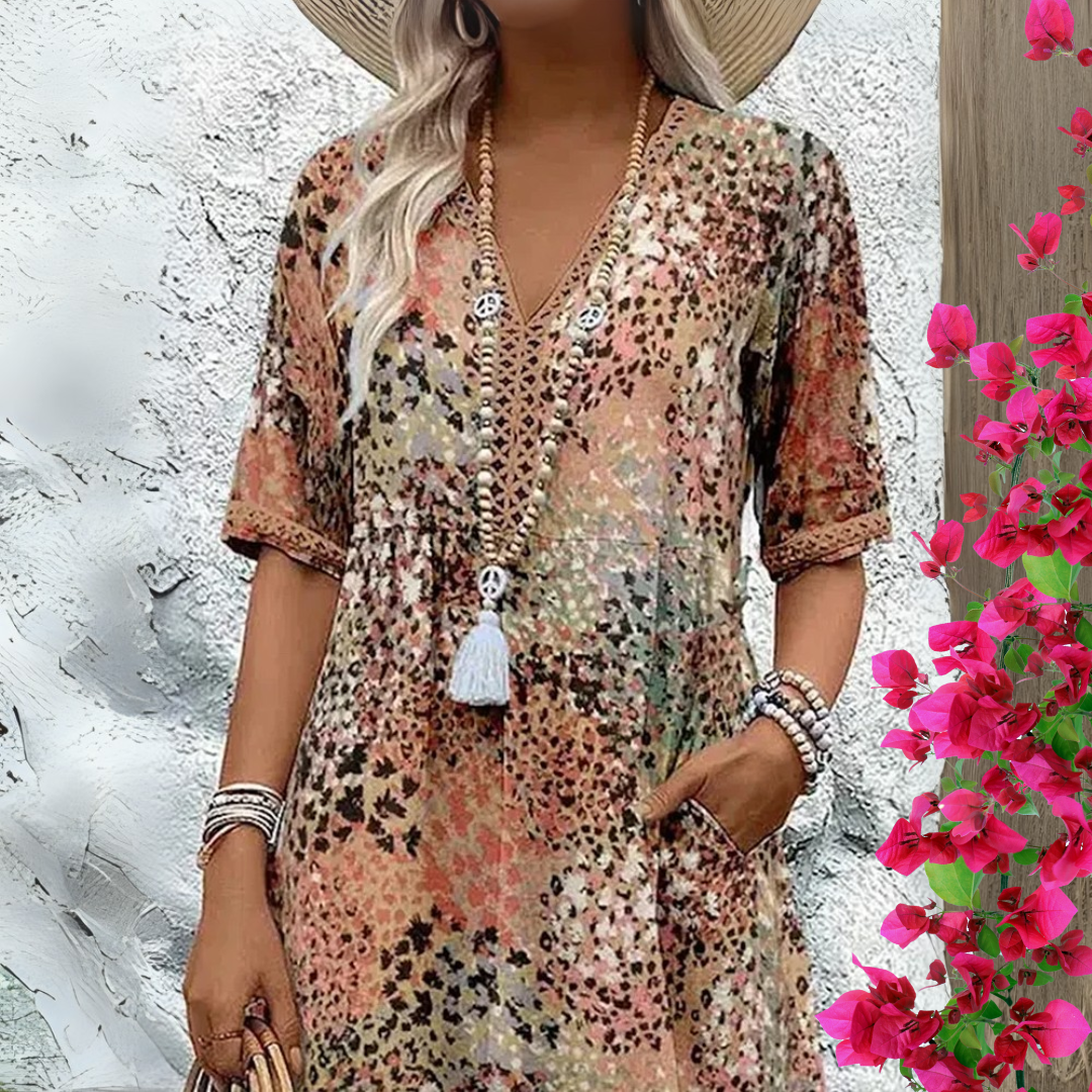 Isla | Vestido Midi Casual Elegante con Escote en V