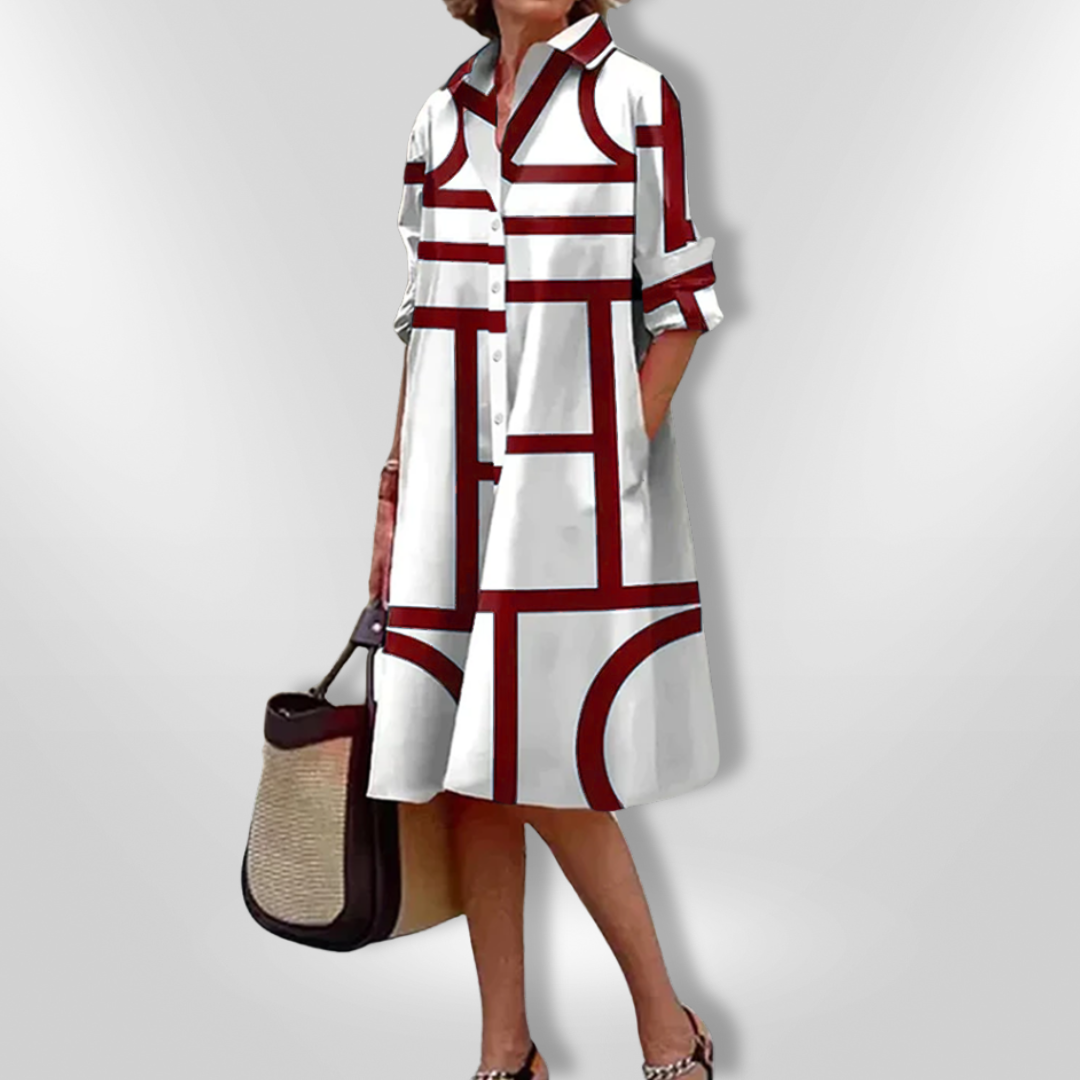 Vestido de Largo Medio con Patrón Geométrico