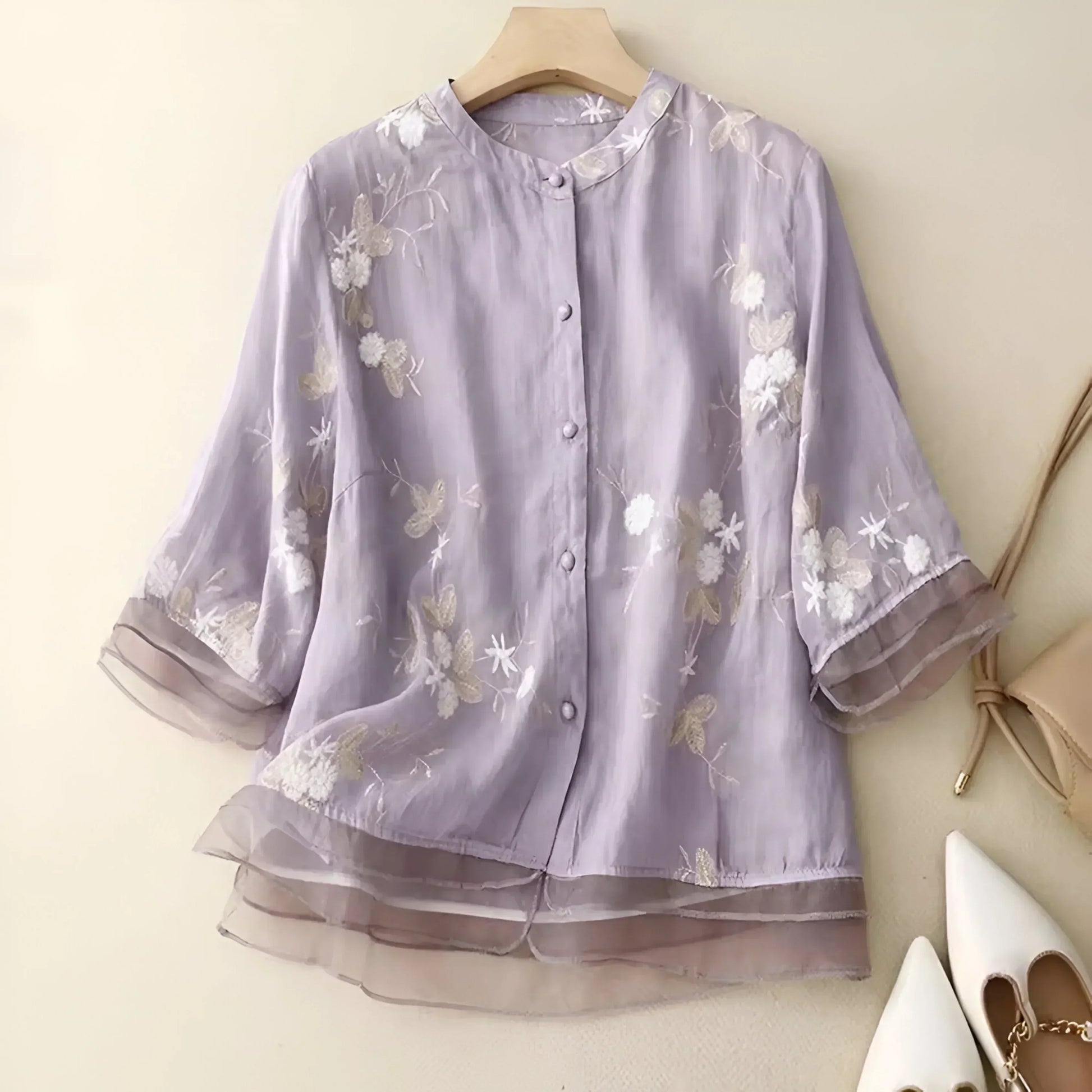 Peyton - Top de Algodón con Flores Bordadas