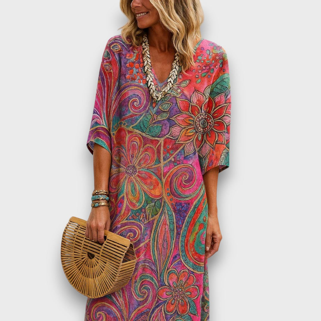 Kaftan con Diseño Bohemio y Corte Relajado