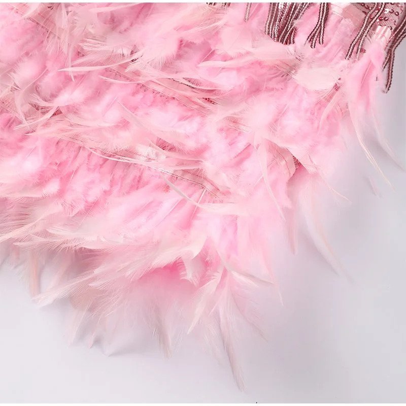 JOYCÈLE - VESTIDO DE NOCHE MODERNO CON PLUMAS