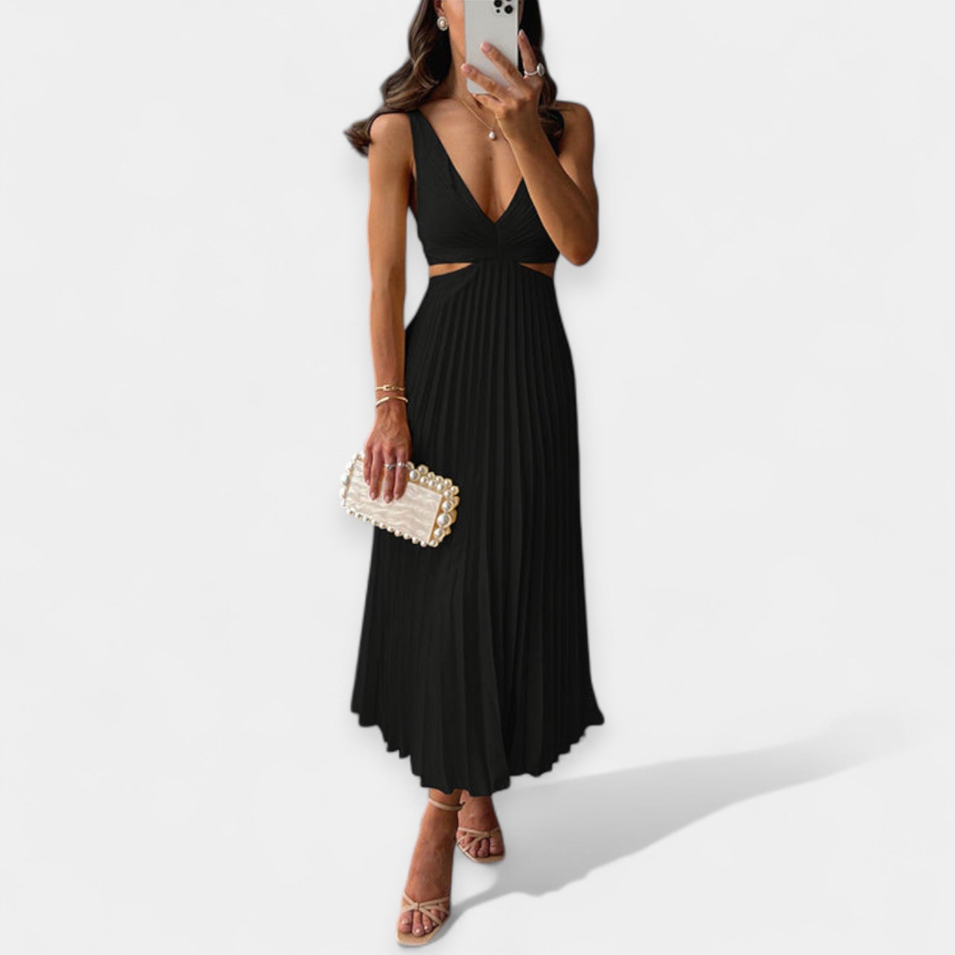 Vestido Maxi con Diseño Plisado