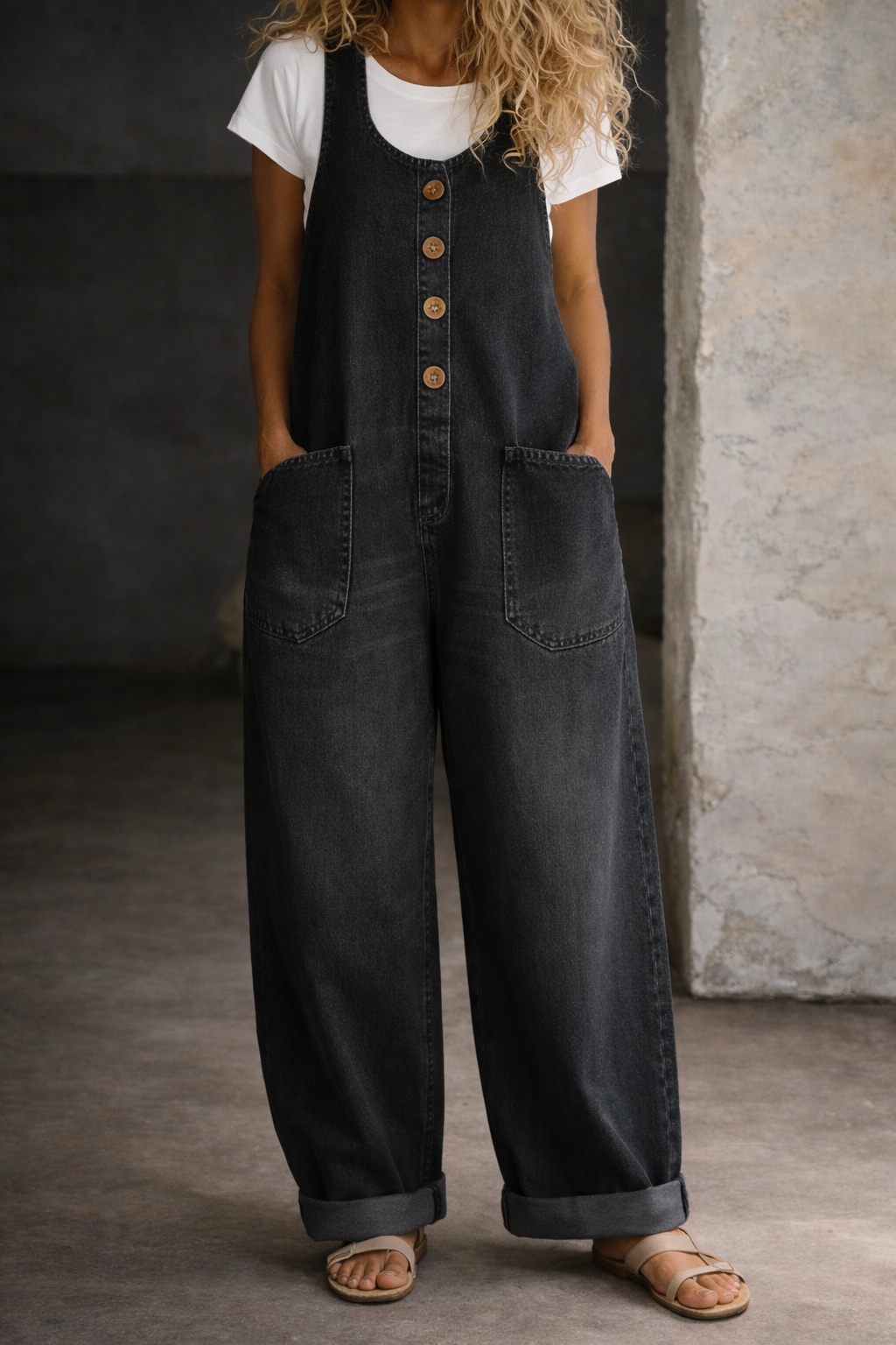 Salome | Peto De Denim De Algodón Con Lavado Vintage