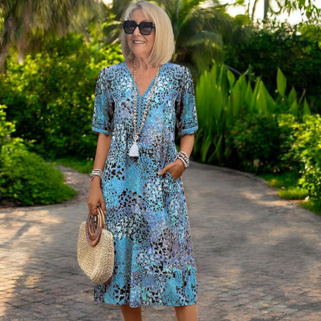 Isla | Vestido Midi Casual Elegante con Escote en V