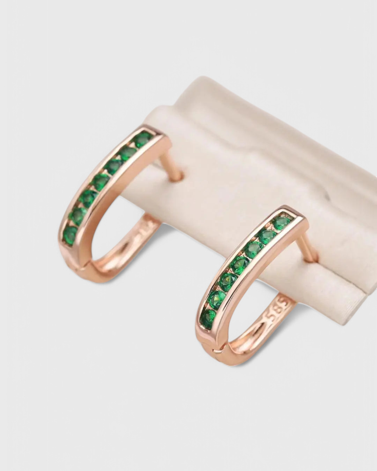 Pendientes de Esmeralda y Diamante en Oro